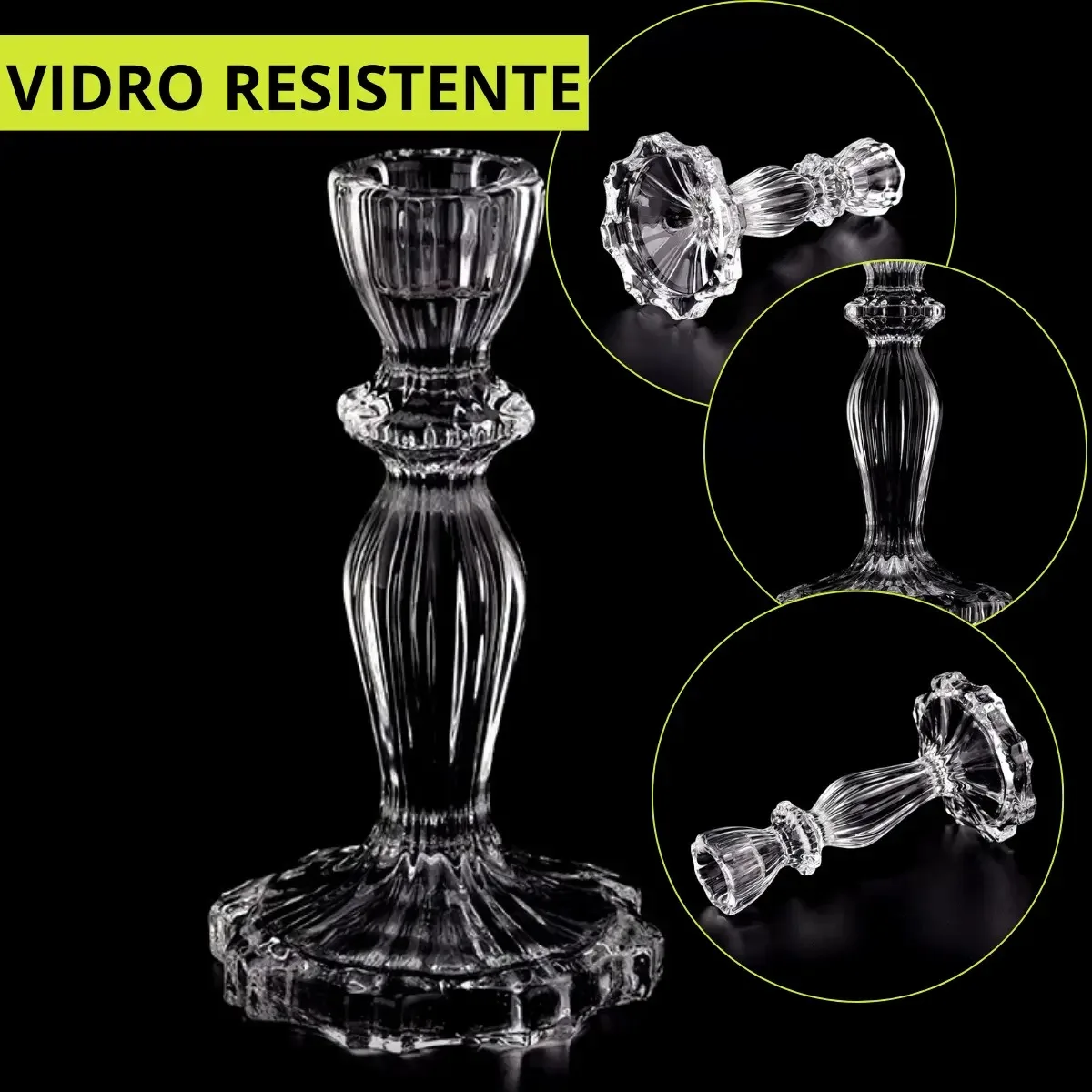 Castiçal de Vidro Transparente