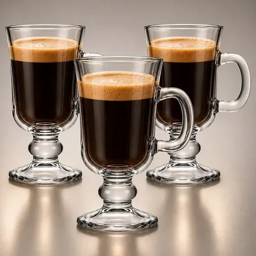 3 Taças De Cappuccino Vidro 120ml Transparente