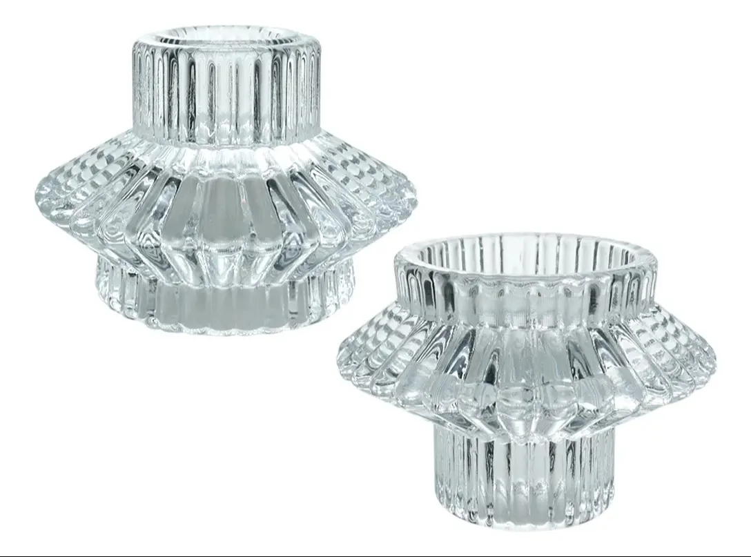 Porta vela castiçal de vidro transparente para velas alta e baixa
