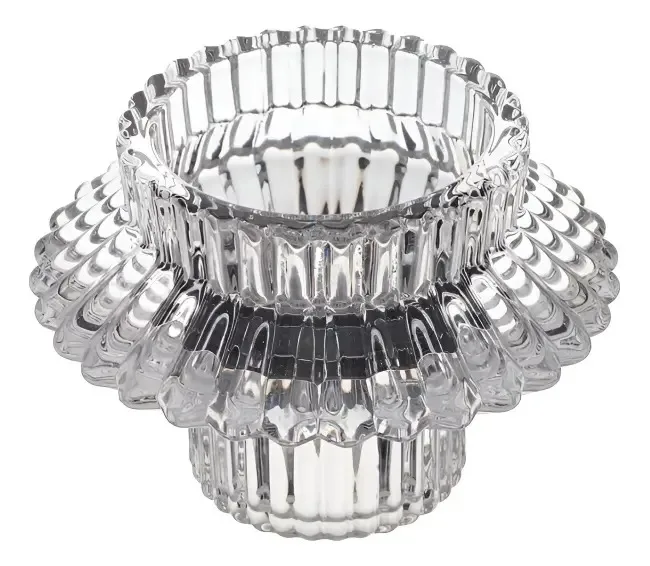 Porta vela castiçal de vidro transparente para velas alta e baixa