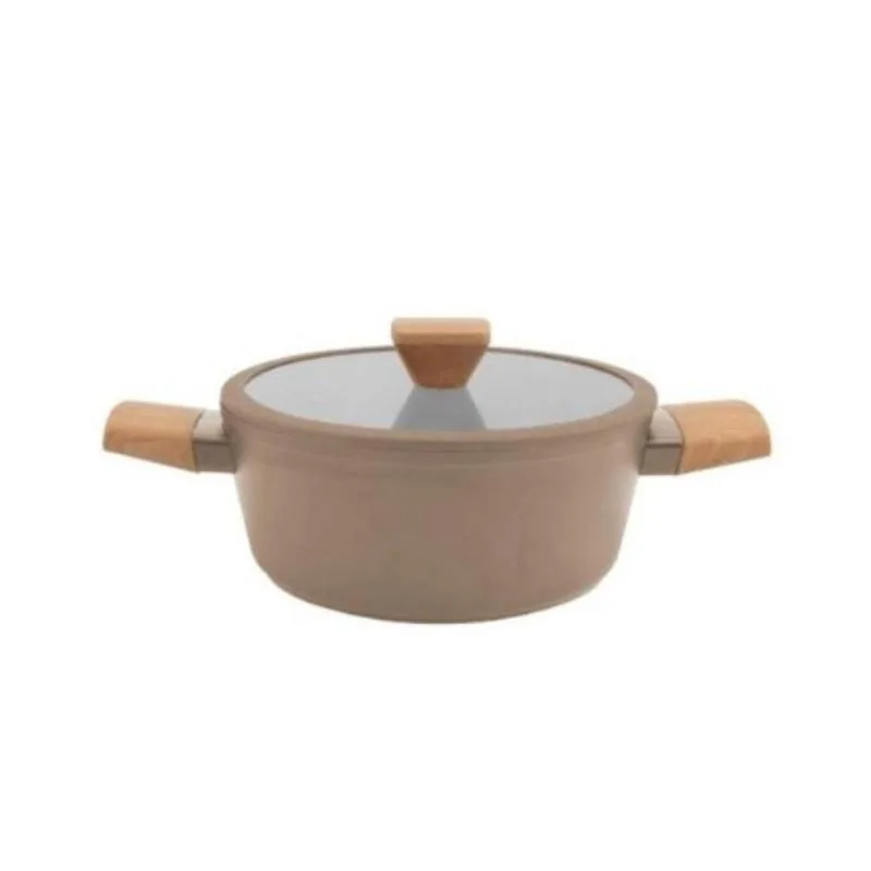 Caçarola antiaderente Norma em aluminio rev cerâmico com tampa de vidro 4,1L D24cm fendi mocha