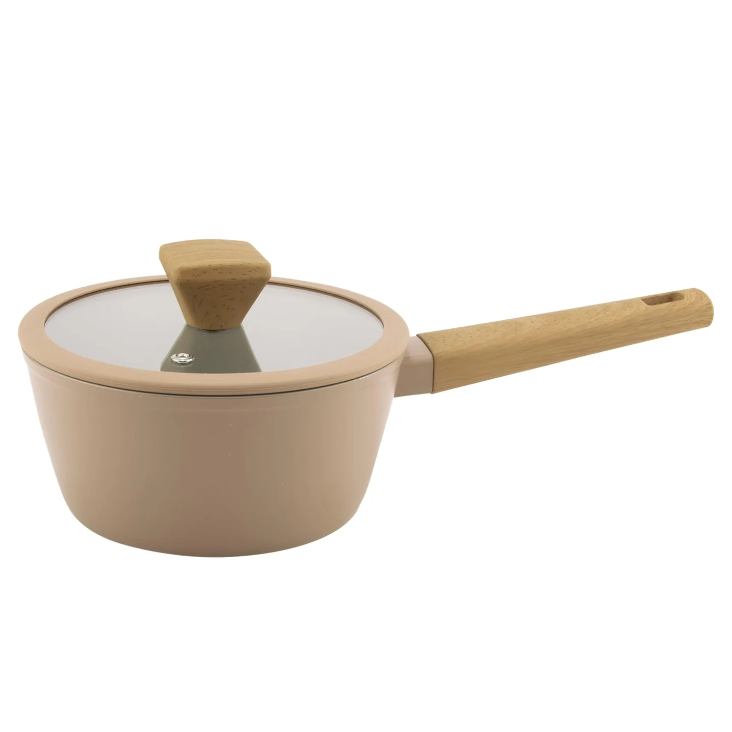 Panela antiaderente Norma em aluminio rev cerâmico com tampa de vidro 1,7L D18cm fendi mocha
