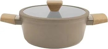 Panela antiaderente Norma em aluminio rev cerâmico com tampa de vidro 1,7L D18cm fendi mocha