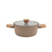 Caçarola antiaderente Norma em aluminio rev cerâmico com tampa de vidro 3L D22cm fendi mocha