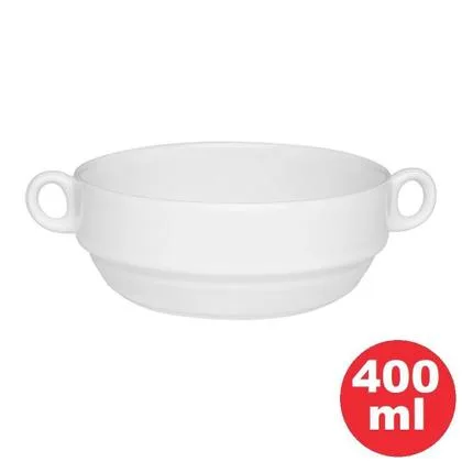 12 TIGELAS CONSOMME COM ASA 13 cm 400 ml - BRANCO - CB14-9001