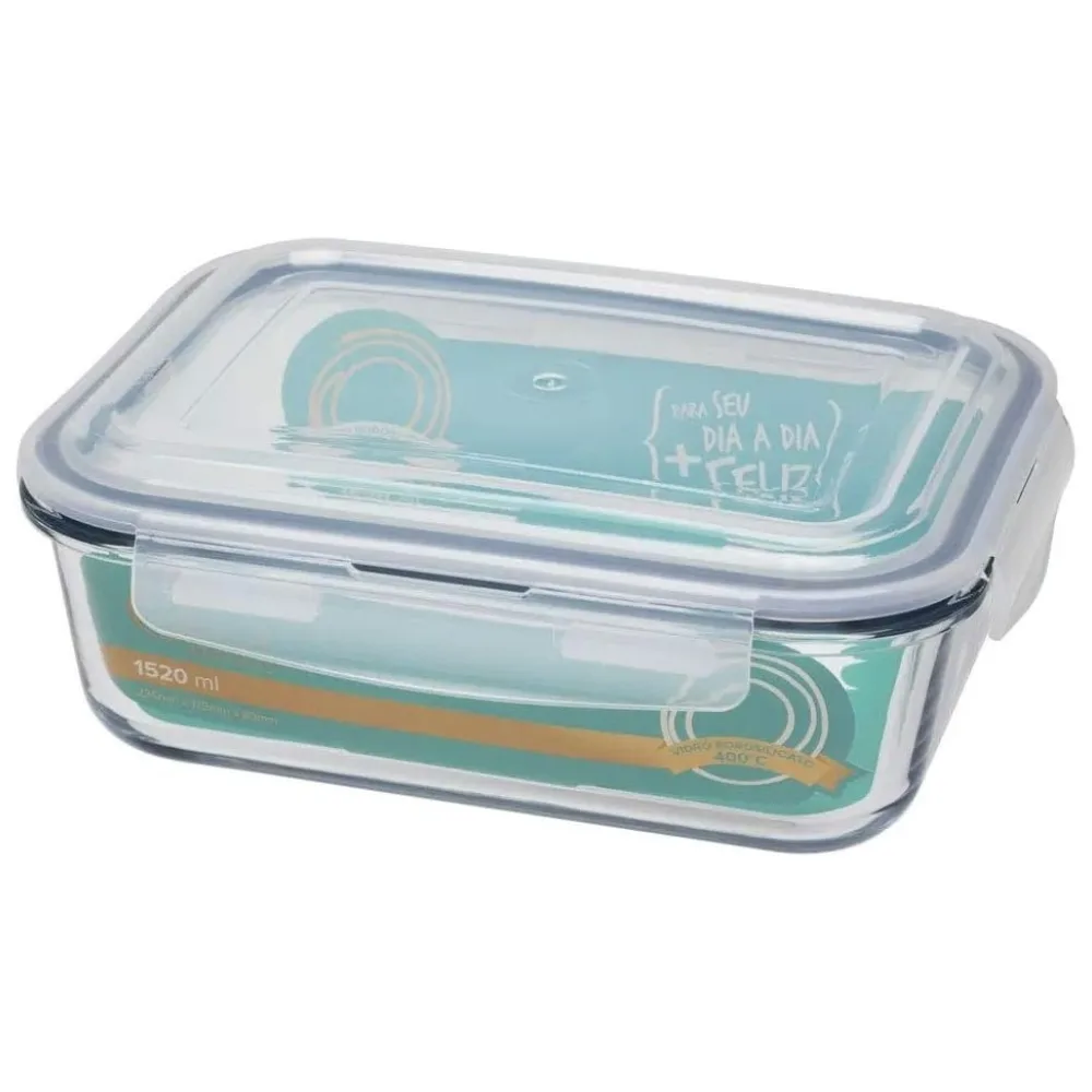 POTES HERMETICOS DE VIDRO BOROSILICATO RETANGULARES 1,52L - CHIA - PT15-1101