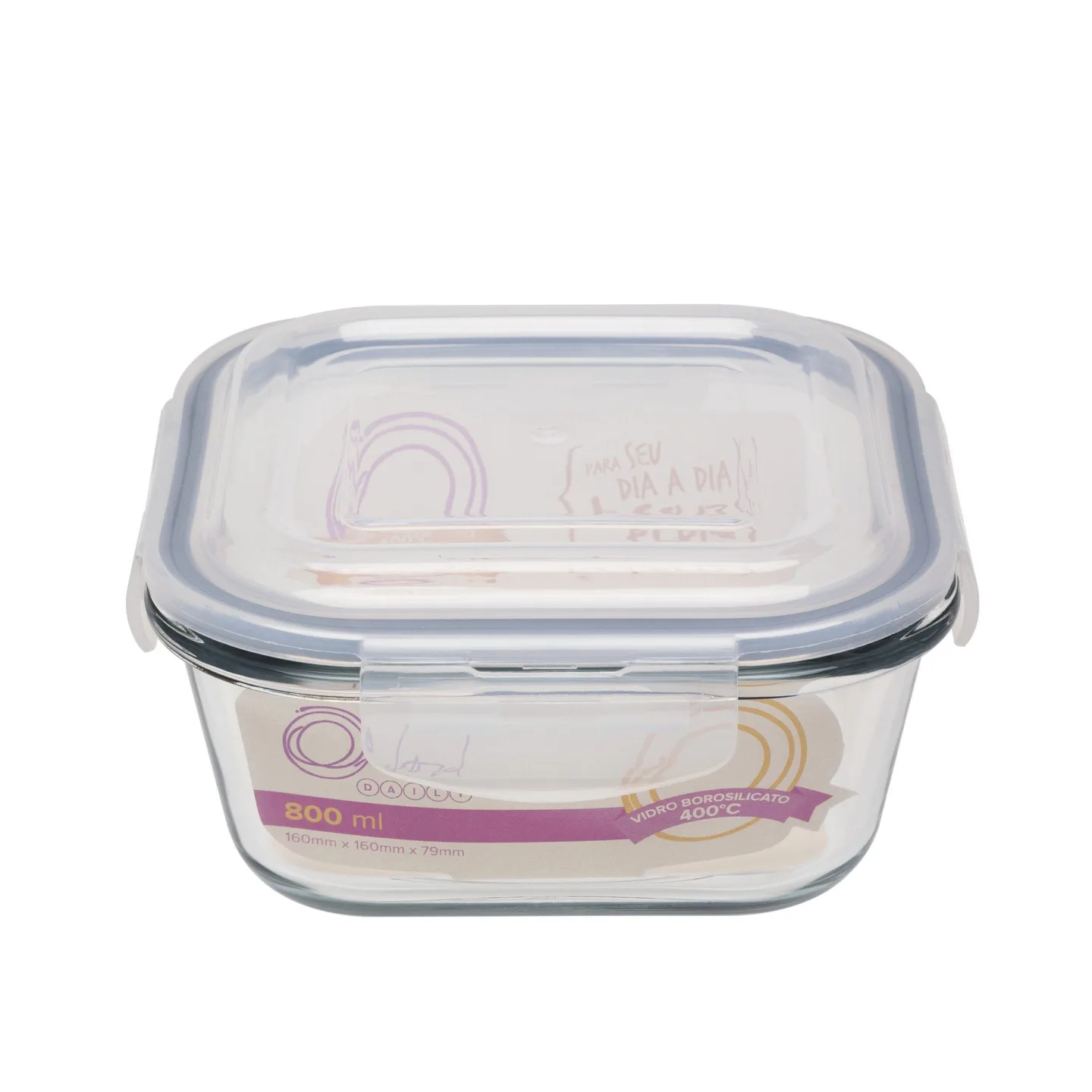 POTES HERMETICOS DE VIDRO BOROSILICATO QUADRADO 800 ml - CHIA - PT12-1101