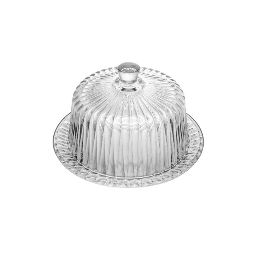 QUEIJEIRA COM TAMPA RADIAL 19,5CM X 19,5CM X 12,5CM CRISTAL