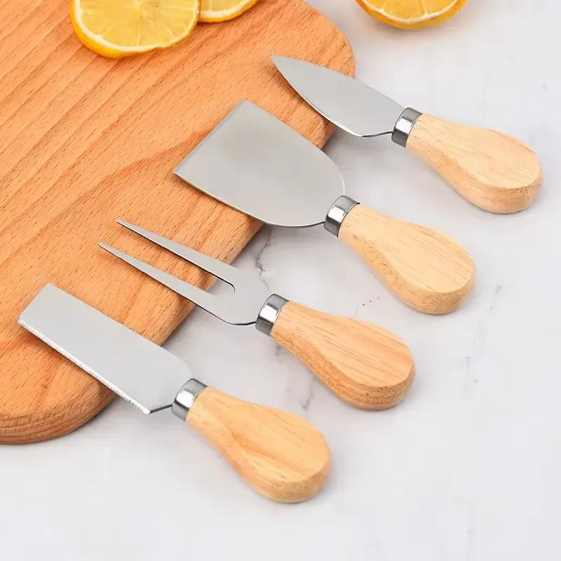 Petisqueira Tábua Queijo Frios Faca Espátula Inox Bambu 5pçs