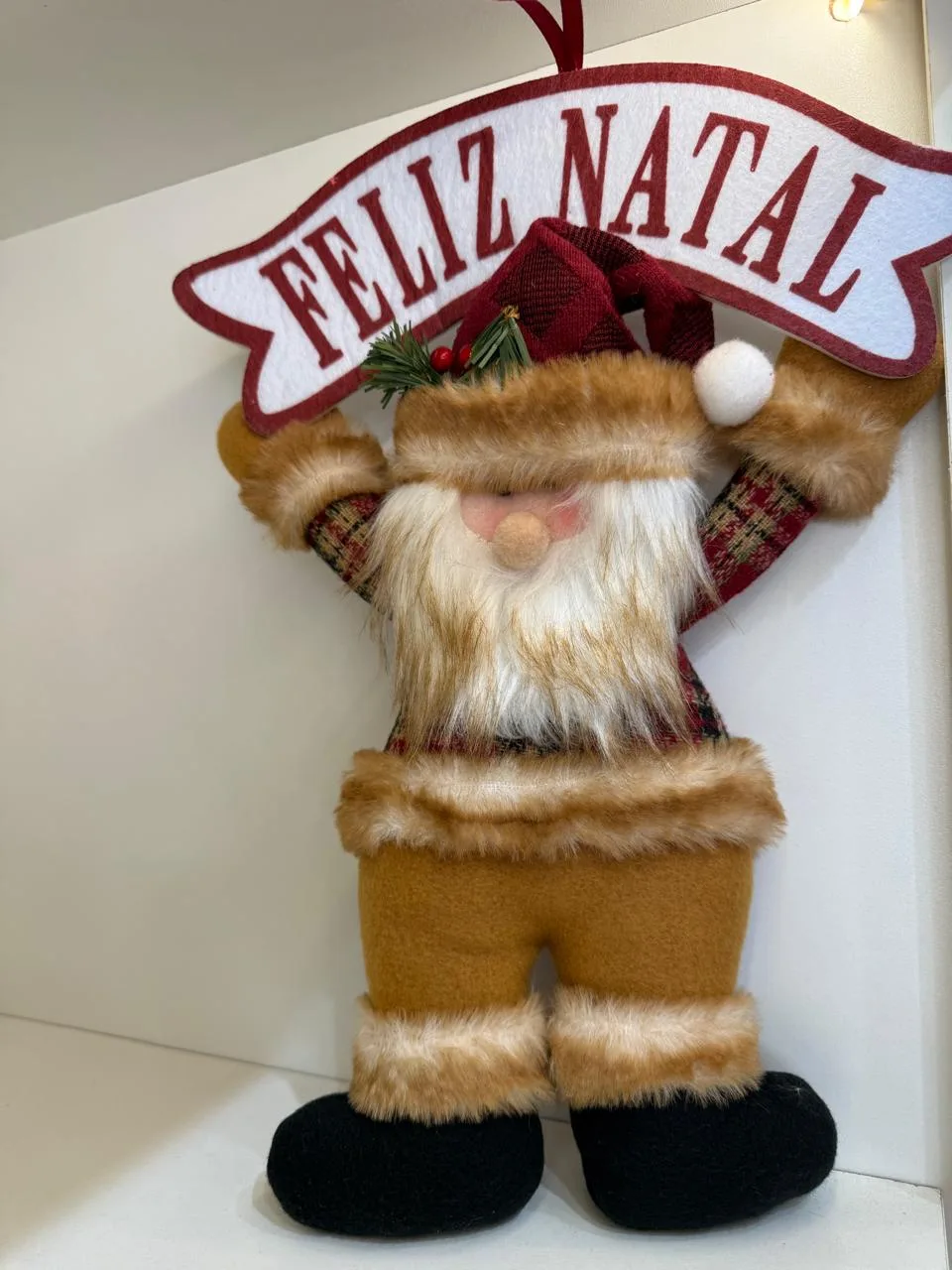 Papai Noel "Feliz Natal" com Placa