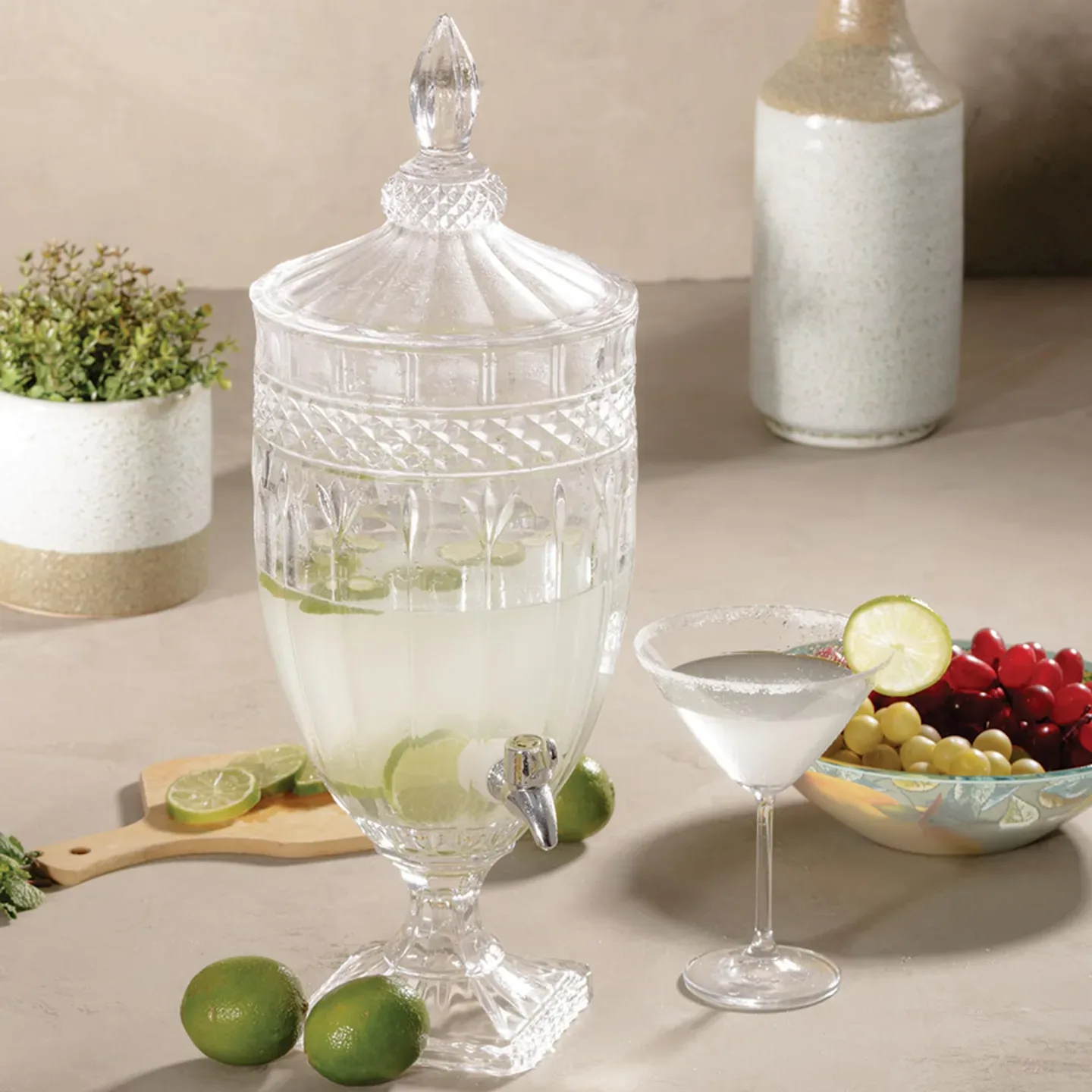 Suqueira De Cristal Com Pé E Tampa Brandon 4,5l Wolff