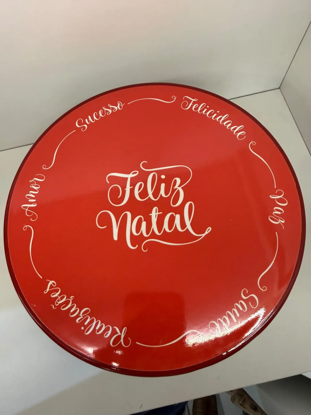 Prato para Bolo Decorativo de Natal com Pé – Vermelho