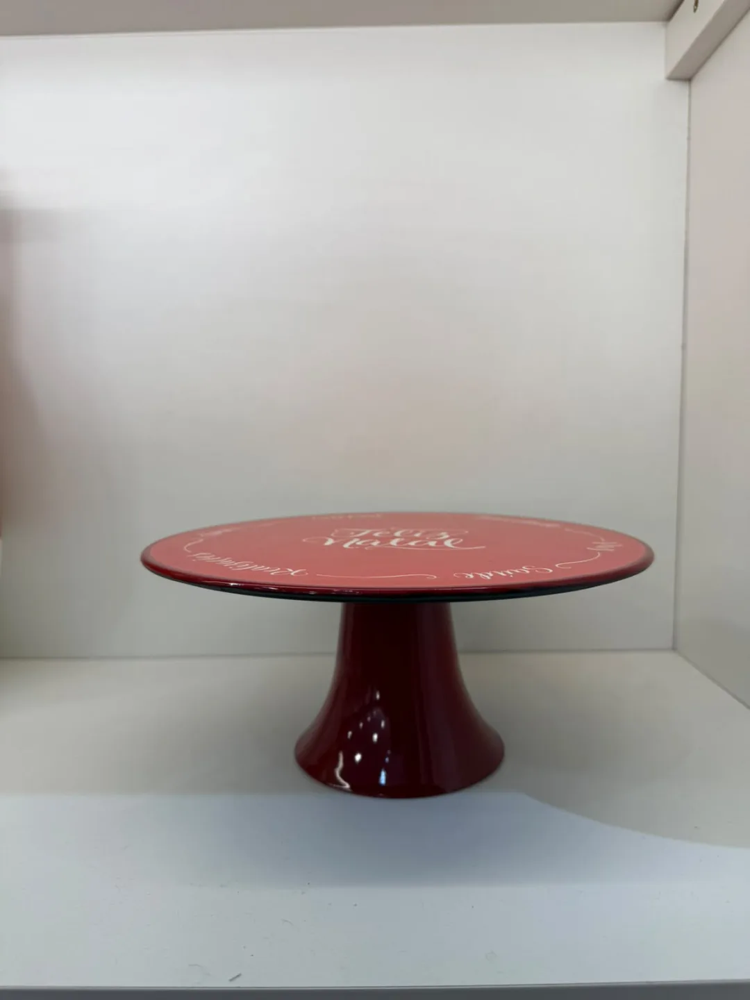 Prato para Bolo Decorativo de Natal com Pé – Vermelho