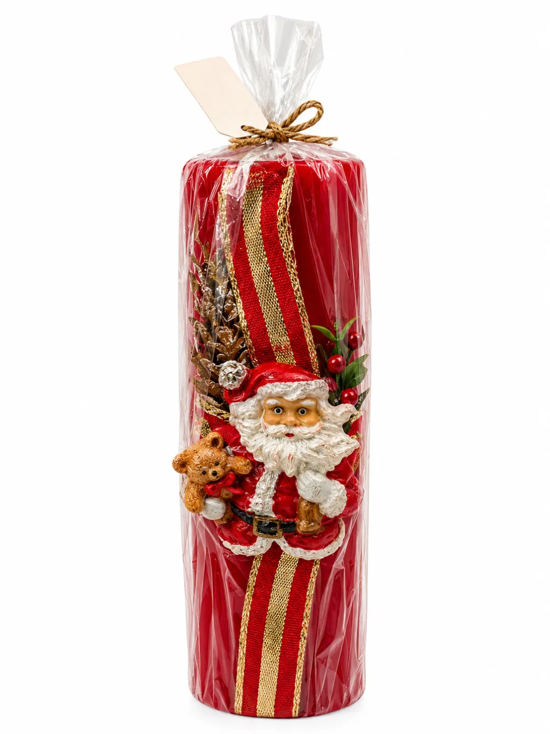 Vela Aromática Decorativa de Natal Cilindro Vermelho