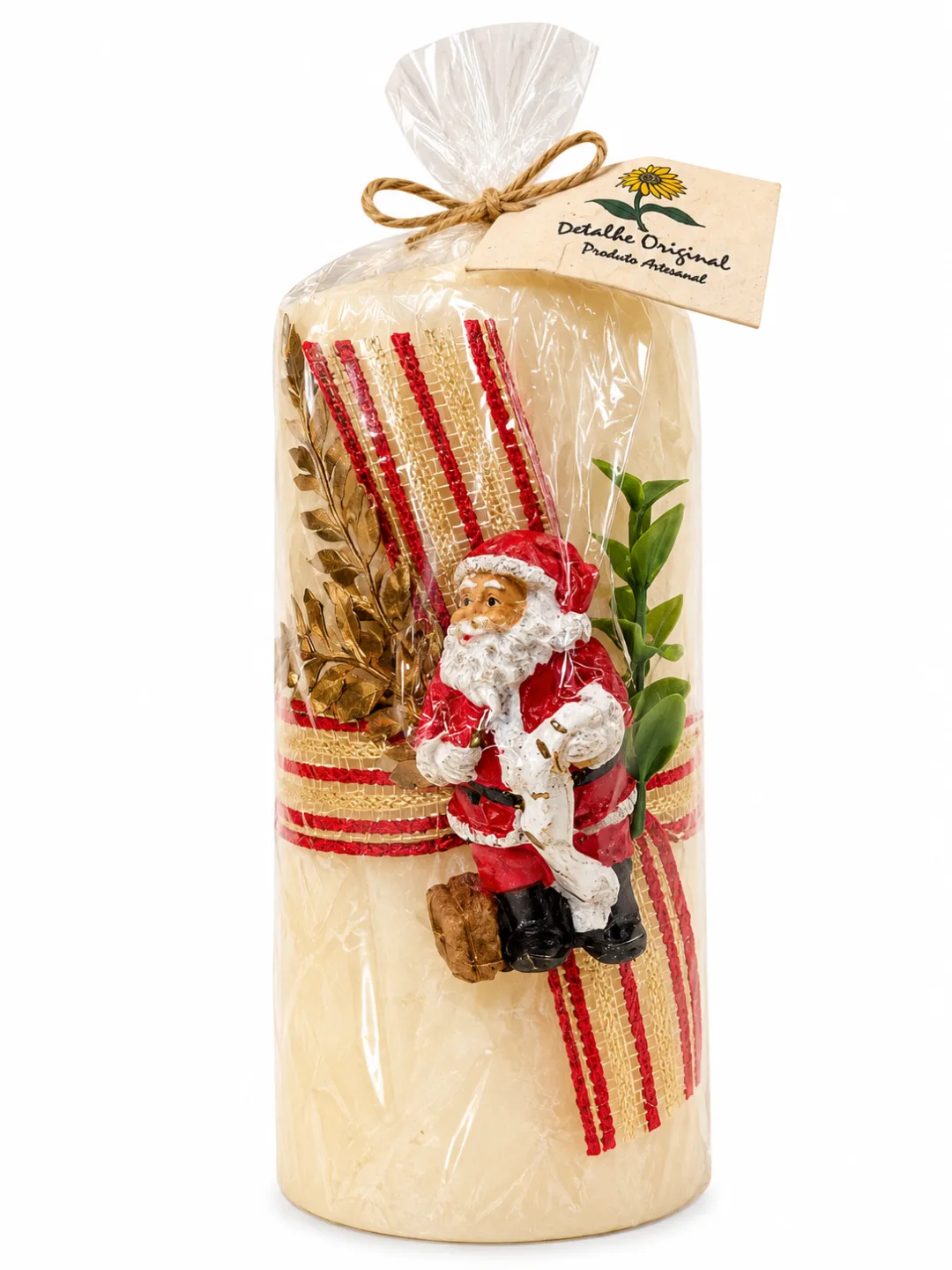 Vela Aromática Decorativa de Natal Cilindro Branco